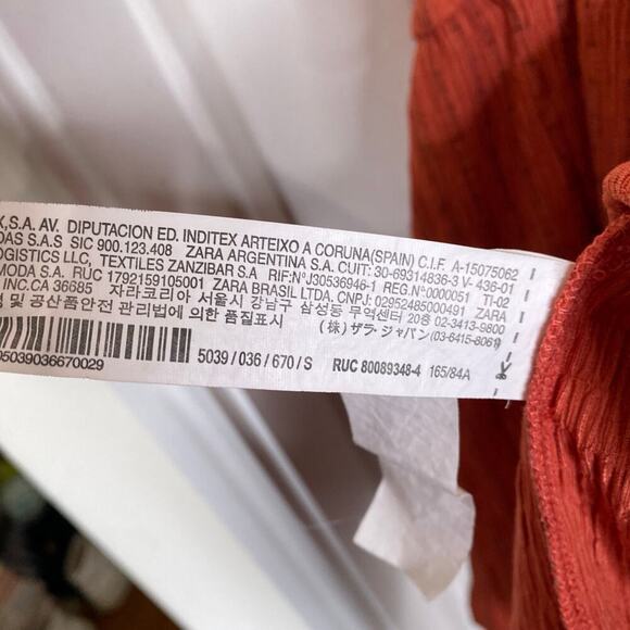 ZARA Textured Weave Tiered Midi Dress Orange Size Small 5039/036/670 Summer - Picture 5 of 6